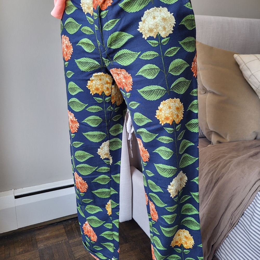 Anthropologie Floral Print Pants - Navy, Green, Orange, Cream